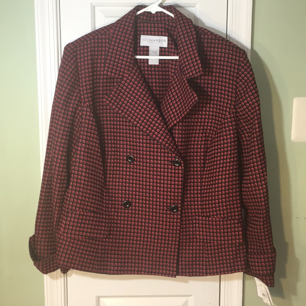 Sag Harbor blazer double breasted plaid button jacket 22W